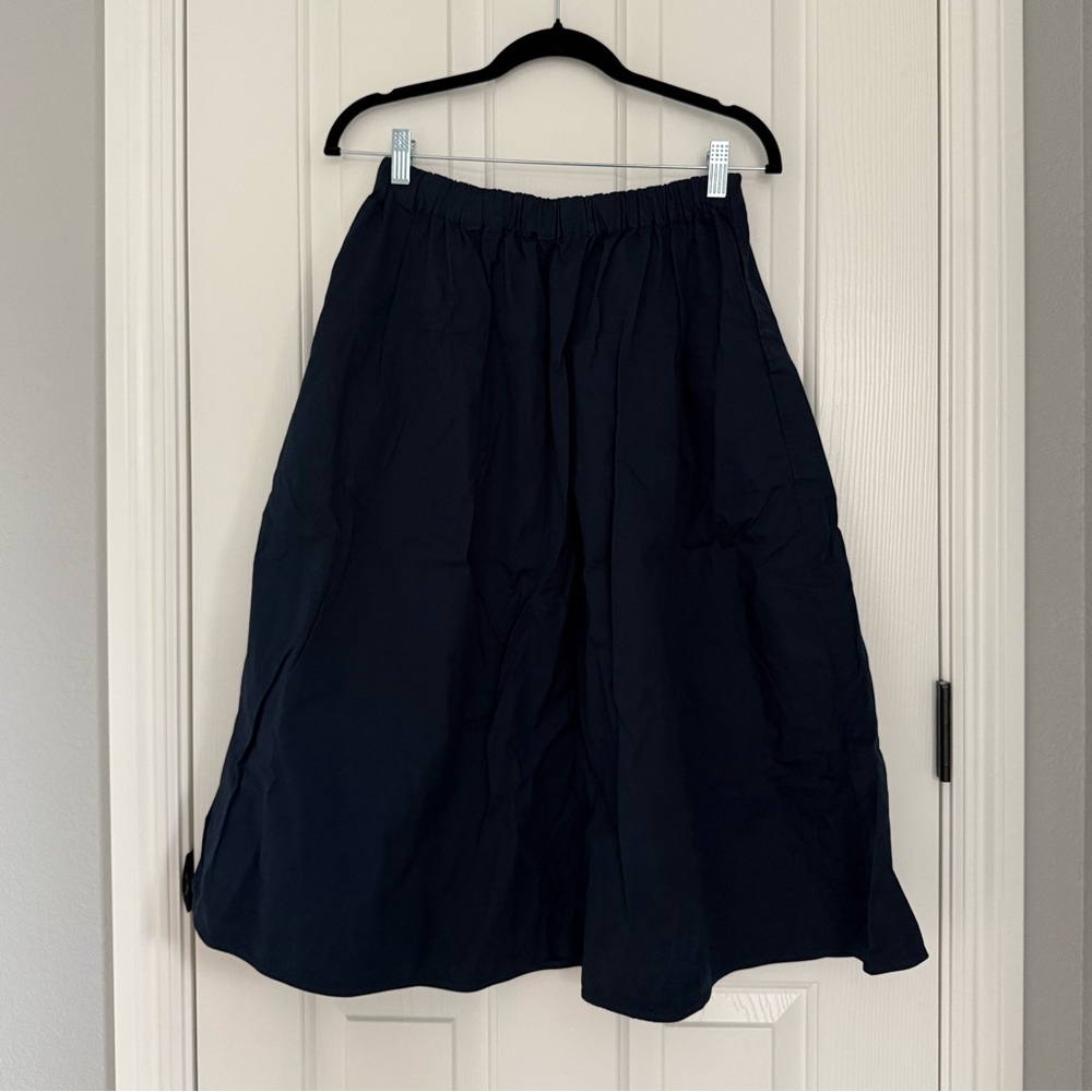 Everlane Navy Flowy Midi Skirt